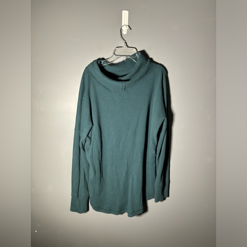 Maeve Ainsley Thermal Waffle Knit Dark Teal Turtleneck Size Large - Picture 3 of 6
